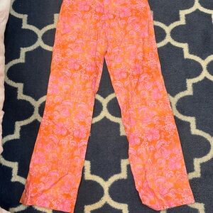 Zara Orange and Pink Floral Pants